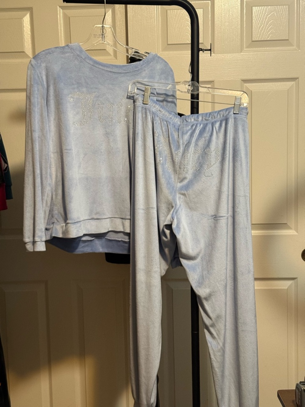 Juicy Couture Light Blue Rhinestoned jogger Set